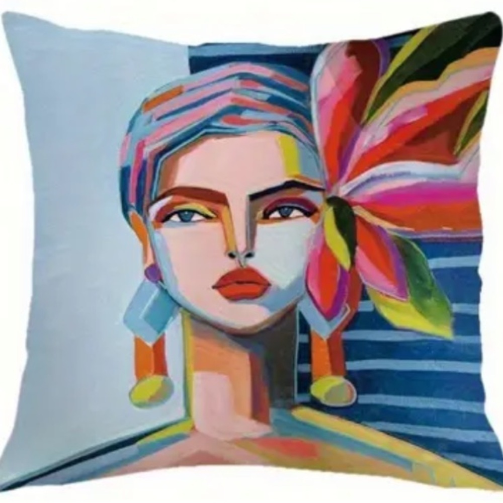 NEW: Colorful Abstract Face Throw Pillow